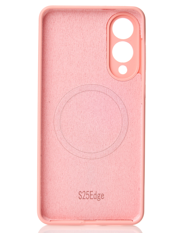 Силиконовый чехол Slim Ring Soft с поддержкой MagSafe для Samsung S25 Edge pink