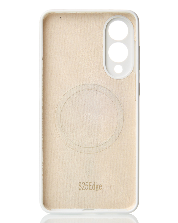 Силиконовый чехол Slim Ring Soft с поддержкой MagSafe для Samsung S25 Edge white