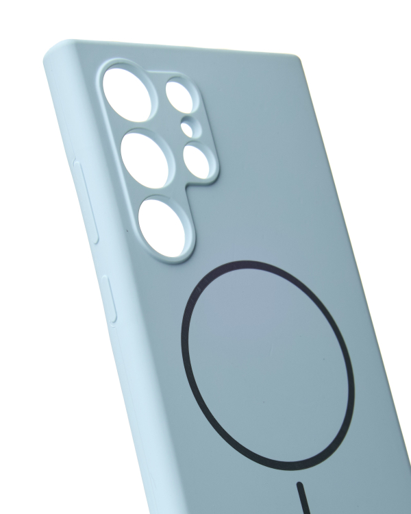 Силиконовый чехол Slim Ring Soft с поддержкой MagSafe для Samsung S24 Ultra blue fog