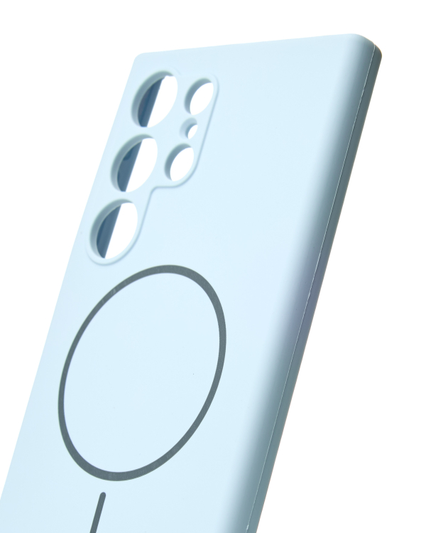 Силиконовый чехол Slim Ring Soft с поддержкой MagSafe для Samsung S24 Ultra blue fog