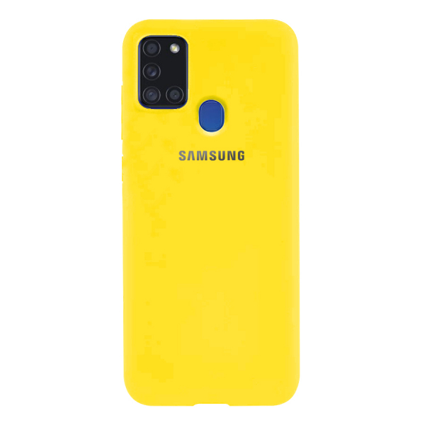 Силиконовый чехол SOFT Silicone Case для Samsung A21/A215 HQ (с логотипом) желтый