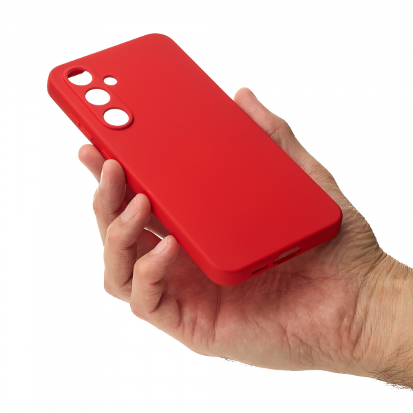 Силиконовый чехол SOFT Silicone Case для Samsung S24 FE (без лого) красный