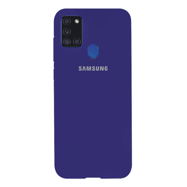 Силиконовый чехол SOFT Silicone Case для Samsung A21/A215 HQ (с логотипом) синий