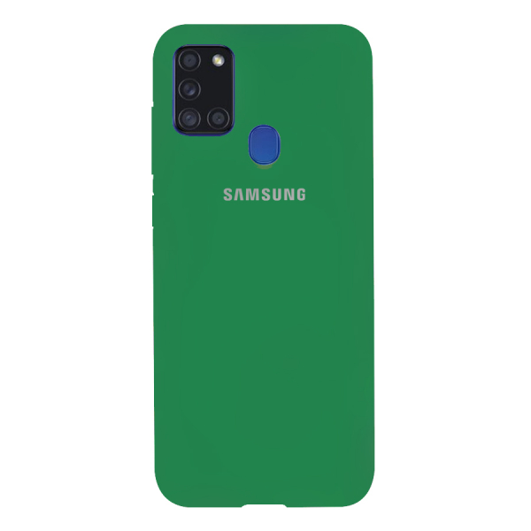 Силиконовый чехол SOFT Silicone Case для Samsung A21/A215 HQ (с логотипом) темно-зеленый