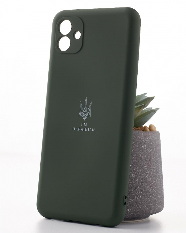 Силиконовый чехол SOFT Silicone Case для Samsung A04 (ТРИЗУБ) темно-зеленый