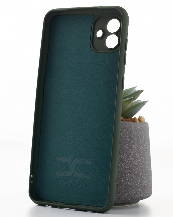 Силиконовый чехол SOFT Silicone Case для Samsung A04 (ТРИЗУБ) темно-зеленый