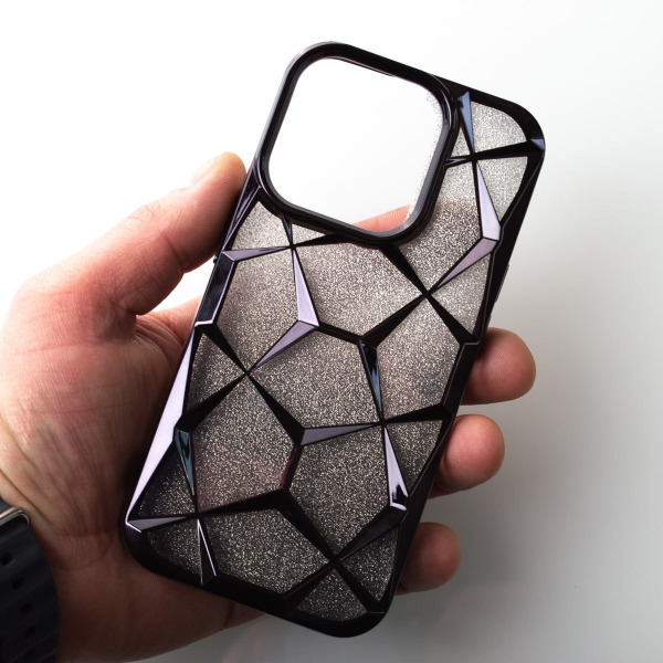 Силиконовый чехол THREE-DIMENSIONAL DIAMOND для iPhone 15 Pro Max черный