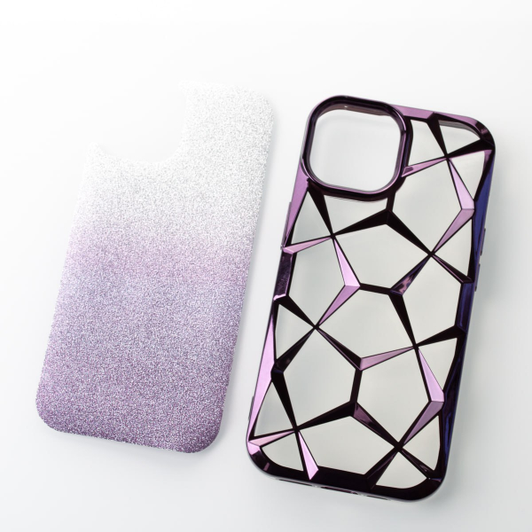 Силиконовый чехол THREE-DIMENSIONAL DIAMOND для iPhone 14 фиолетовый