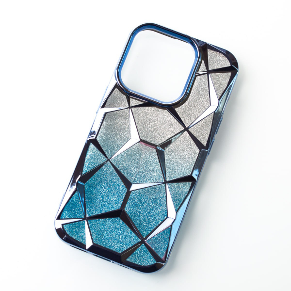 Силиконовый чехол THREE-DIMENSIONAL DIAMOND для iPhone 14 Pro синий
