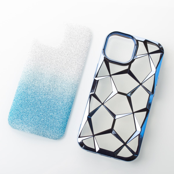 Силиконовый чехол THREE-DIMENSIONAL DIAMOND для iPhone 14 синий