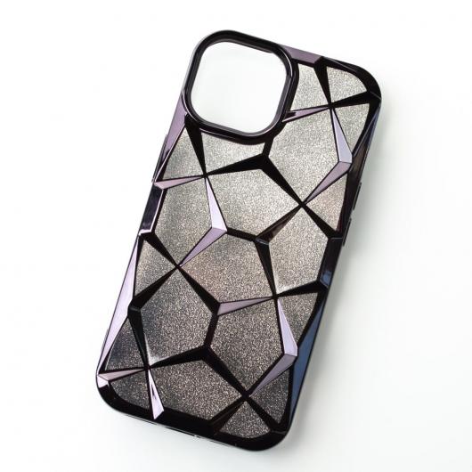 Силиконовый чехол THREE-DIMENSIONAL DIAMOND для iPhone 15 черный