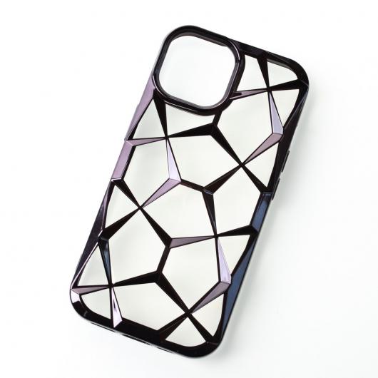 Силиконовый чехол THREE-DIMENSIONAL DIAMOND для iPhone 15 черный