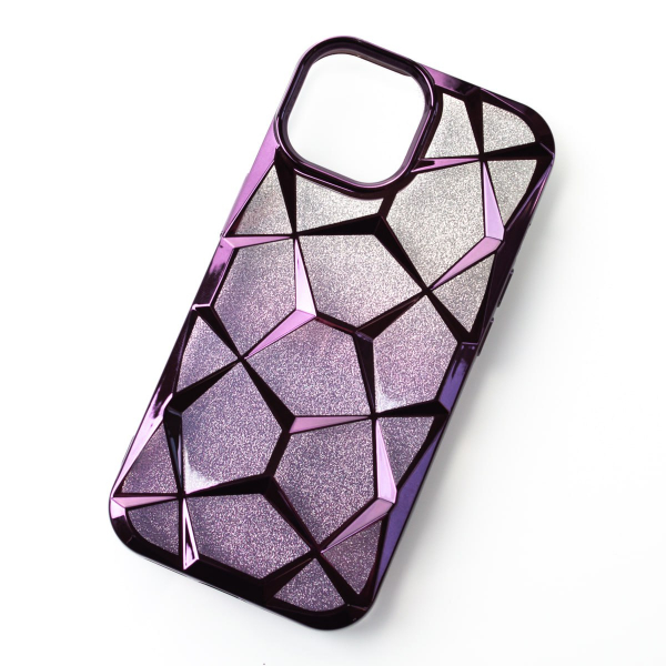 Силиконовый чехол THREE-DIMENSIONAL DIAMOND для iPhone 15 фиолетовый