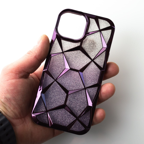 Силиконовый чехол THREE-DIMENSIONAL DIAMOND для iPhone 15 фиолетовый