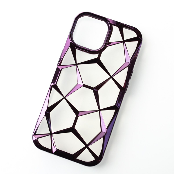 Силиконовый чехол THREE-DIMENSIONAL DIAMOND для iPhone 15 фиолетовый