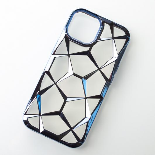 Силиконовый чехол THREE-DIMENSIONAL DIAMOND для iPhone 15 синий