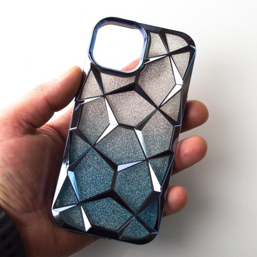 Силиконовый чехол THREE-DIMENSIONAL DIAMOND для iPhone 15 синий