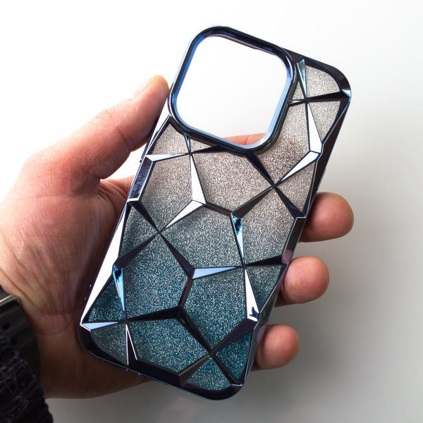 Силиконовый чехол THREE-DIMENSIONAL DIAMOND для iPhone 15 Pro синий