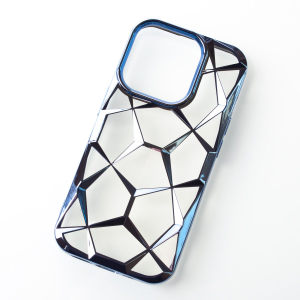 Силиконовый чехол THREE-DIMENSIONAL DIAMOND для iPhone 15 Pro синий