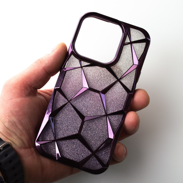 Силиконовый чехол THREE-DIMENSIONAL DIAMOND для iPhone 15 Pro фиолетовый