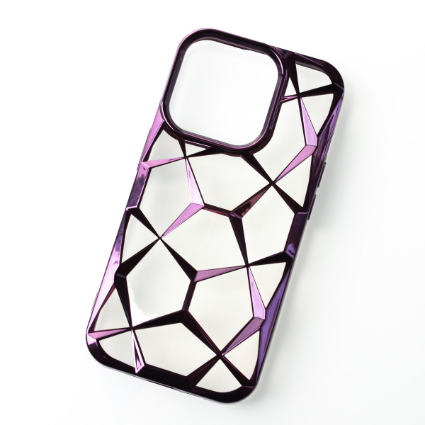 Силиконовый чехол THREE-DIMENSIONAL DIAMOND для iPhone 15 Pro фиолетовый