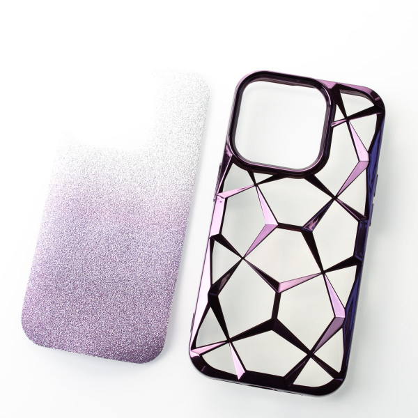 Силиконовый чехол THREE-DIMENSIONAL DIAMOND для iPhone 15 Pro фиолетовый