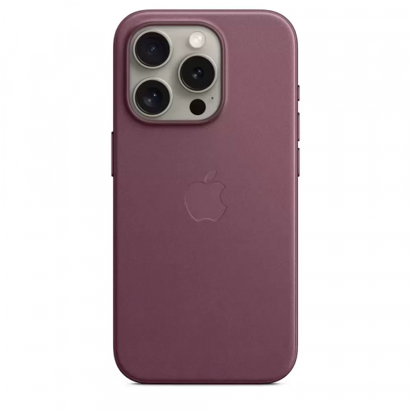 Тканевый чехол MagSafe WOVEN для iPhone 15 Pro бордовый