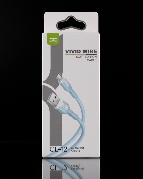 USB cable DC micro (CL-12) 2.1A голубой