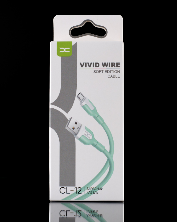 USB cable DC micro (CL-12) 2.1A зеленый