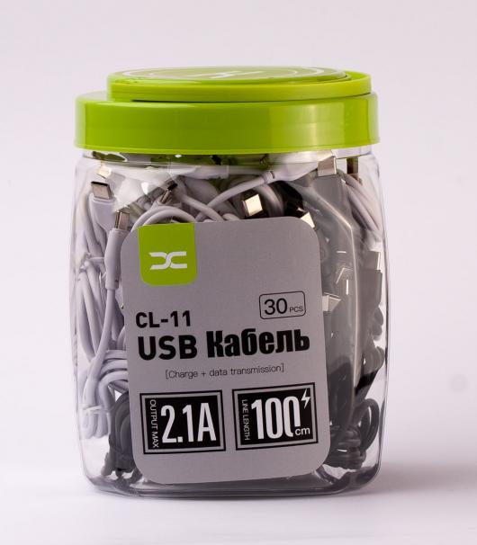 USB cable DC Type-C (CL-11) 30pcs/bottle, 1m черный/белый