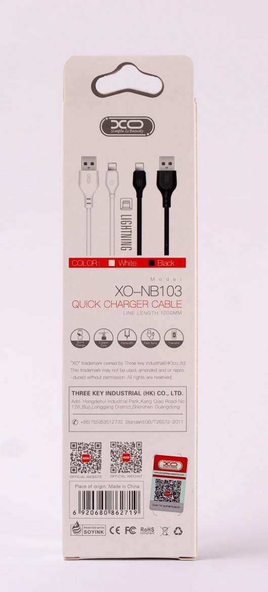 USB cable XO Lightning (NB103) Bell 2m белый