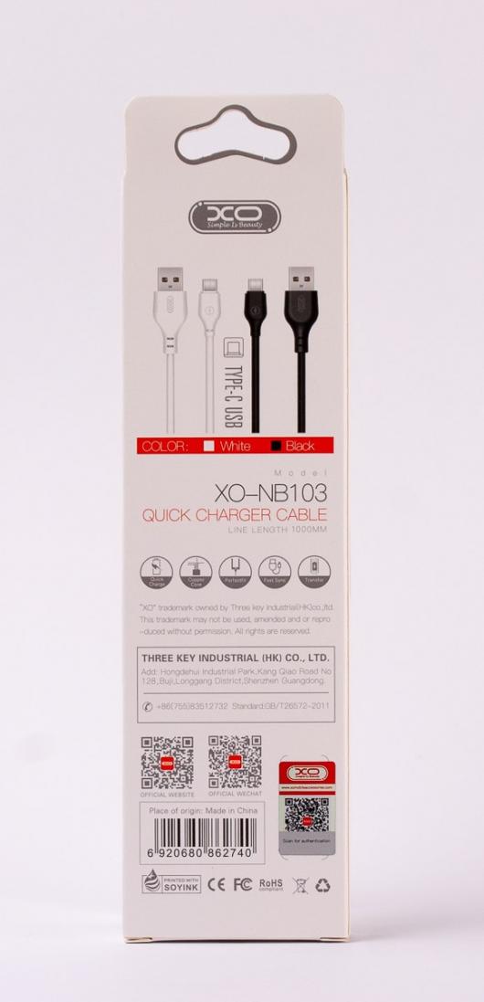 USB cable XO Type-C (NB103) Bell 1m черный