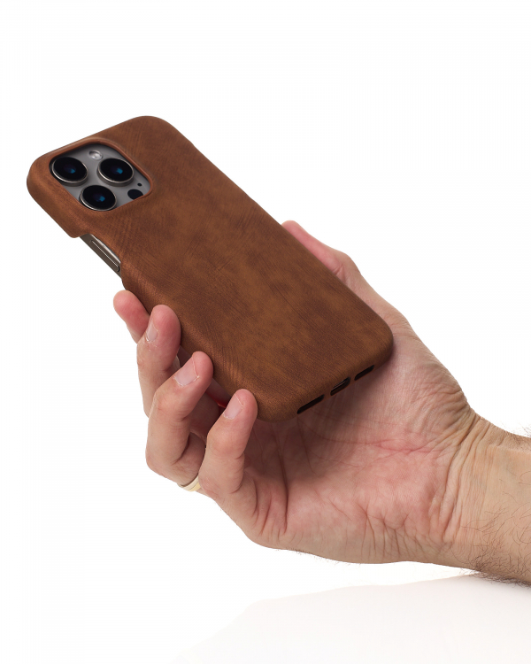 Чехол LEATHER Case для iPhone 14 Pro brown