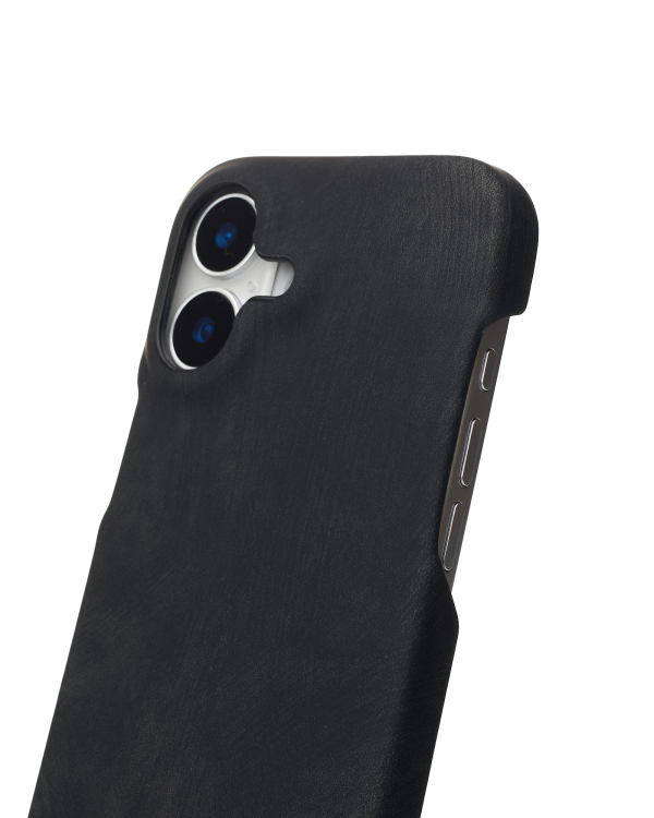 Чехол LEATHER Case для iPhone 16 black