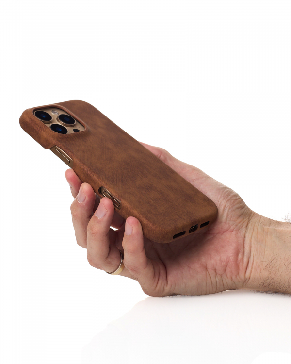Чехол LEATHER Case для iPhone 16 Pro brown