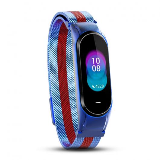 Ремешок для Mi Band 3/4 Stainless strip синий/красный