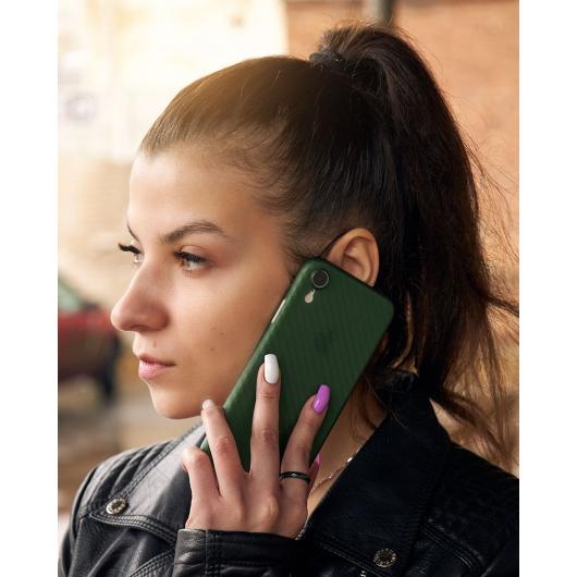 Карбоновый чехол K-DOO Air Carbon (UltraSlim 0.45mm) для iPhone XR темно-зеленый