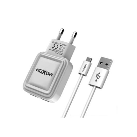 Сетевое зарядное устройство MOXOM 2в1 Type-C 2USB/5V 2.4A AUTO ID (KH-52) белый